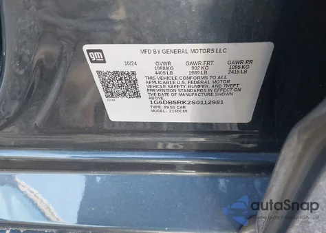 2025 Cadillac Ct4 Premium Luxury Rwd z USA, uszkodzony, nr VIN 1G6DB5RK2S0112981